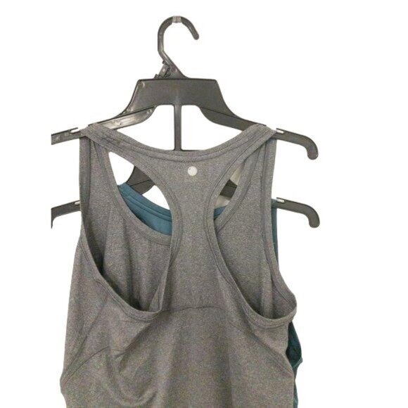 Yogalicious Racerback Tank Bundle Heather Charcoal & Green - Picture 2 of 3